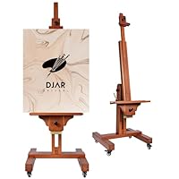 DJAR Extra Large Art Studio Easel, Adjustable Solid Beech Wood Heavy Duty Easel for Painting, Movable Tilts Flat Professional for Artists, Hold Canvas up to 71\", Walnut