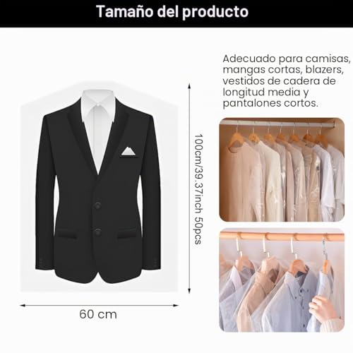 Miniatura 2 de 50 Piezas Desechable Fundas Ropa Armario,60x100cm Transparente Fundas Para Ropa Bolsa,Cubierta Antipolvo De Ropa, Impermeable Funda Traje,Plastico Funda Ropa Para Trajes, Camisas, Chaquetas,Faldas