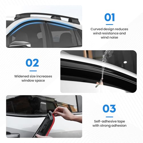 Image of Crosstrek Rain Guard - Window Visors for Subaru Crosstrek & Impreza 2024 2025 2026, Out-Channel Side Window Rain Guards for Impreza, 4PCS, Black, Car Accessories