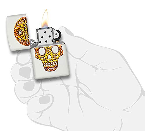 Encendedor de bolsillo Zippo Sugar Skull blanco miniatura 5