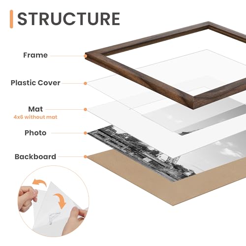 Image of upsimples Picture Frames set of 19, Including 8x10, 5x7, 4x6 Brown Frame