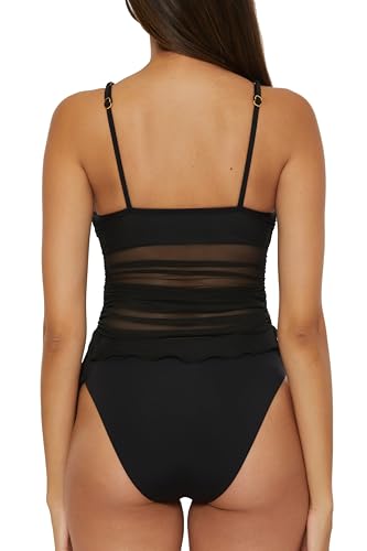 BECCA Women's Muse One Piece Swimsuit, High Neck, Bathing Suits2