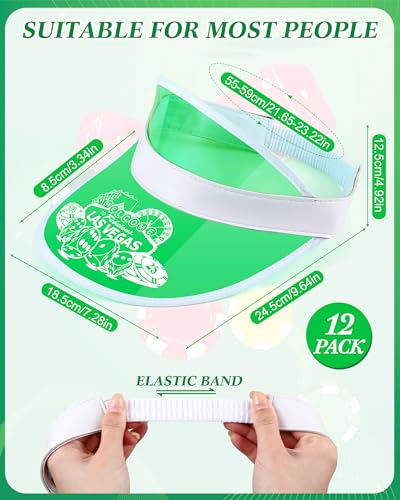 Image of Suhine 12 Pcs Las Vegas Visors Green Casino Hat Dealer Visors Poker Hat Clear Sun Cap for Casino Party
