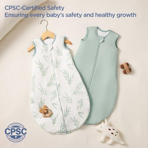 Image of Duomiaomiao 2 Pack Baby Sleep Sack 95% Rayon Made from Bamboo, 5% Spandex, 2.5 TOG Baby Wearable Blanket 0-6 Months, Premium Soft Winter Toddler Sleep Sack, 2-Way Zipper Sleeping Bag for Unisex Babies
