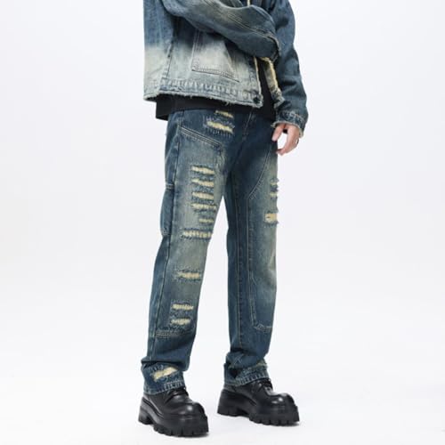 Jeans Pants Trouser Denim Ripped Simple Washed Classic Spring Trend Wide Leg Versatile Long for Men and Women2