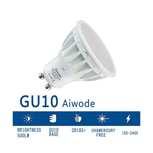 Aiwode GU10 LED Neutralweiss | LED GU10 Lampe | Naturweiß 4000K | RA85 550lm 120°Abstrahlwinkel | 5W ersetzt 50W Halogen… – Bild 6