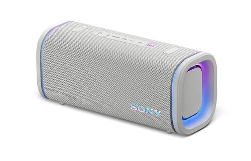 Sony ULT Field 5 Wireless Portable Bluetooth Speaker, IP67 Waterproof, Dustproof, and Rustproof with Enhanced Bass, 25 Hour Battery, 360° Party Light, and Shoulder Strap (SRSULT50W), Off White