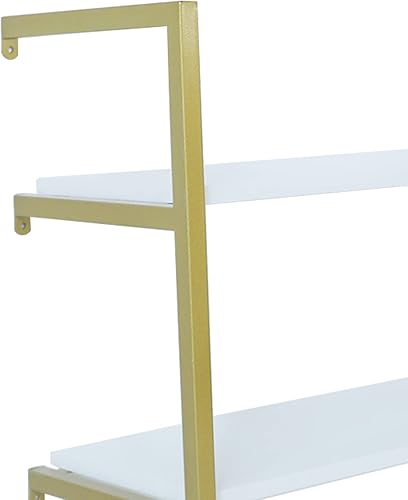 Miniatura 7 de Estantes flotantes de pared, estantes flotantes dorados de 4 capas, estantes colgantes para libros, estante de exhibición para colgar libros,