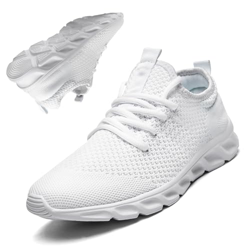 LANGFEUU Tennis Running Shoes for Women Men Walking Lace-Up...