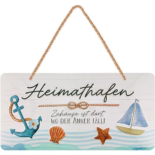 LANOLU Blechschild retro Heimathafen, maritime Anker Deko für Garten...
