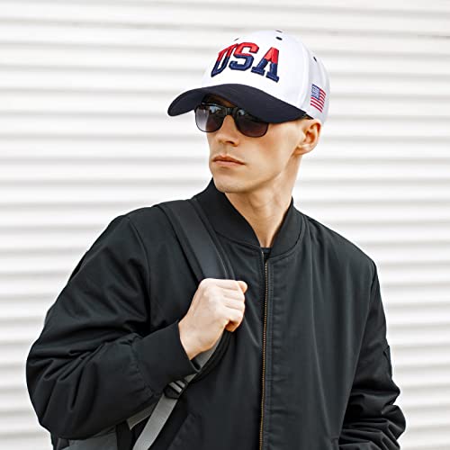 Image of Coume 2 Pack American Flag Baseball Caps for Men,Burgundy,White