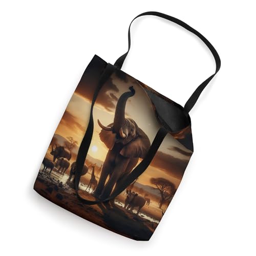 Bolso tipo tote con diseño de elefante africano al atardecer miniatura 2