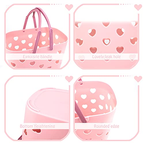 Xloey Plastic Shower Caddy Basket,Portable Shower Caddy Tote Box Organizer Bin Dorm With Handle For Bathroom, Pantry, Kitchen, College Dorm, Garage-Pink (1Pc) #TOP2