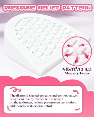 Image of Memory Foam Wedge Pregnancy Pillow for Sleeping, Maternity Pillow for Pregnant Women, Pregnancy Wedge Support for Belly Back Legs, Small Pregnancy Pillow 15x13 inch, Washable Cover, Pink