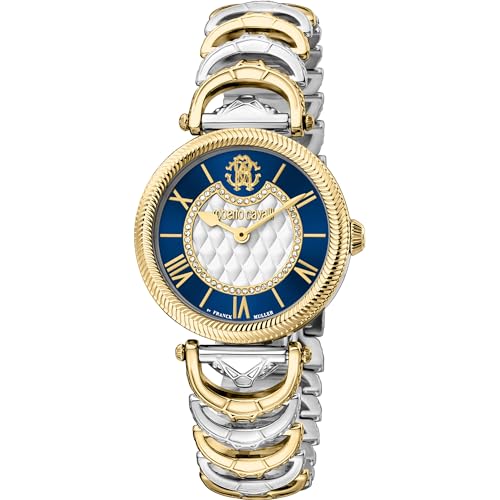 Roberto Cavalli by Franck Muller Reloj Analógico para Mujeres de Cuarzo con Correa en Acero Inoxidable RV1L138M0061