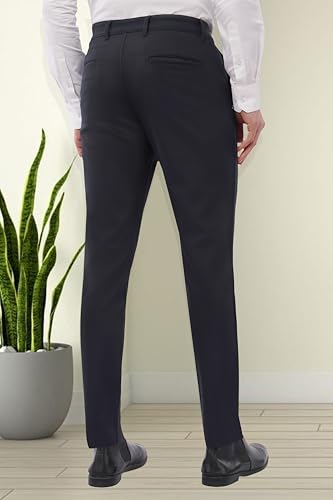 Image of SaintX Men's Formal Slim Fit Trouser | Twill Weave Premium 4-Way Stretchable High GSM Fabric Pants | Textured Classic & Modern Styled Chinos | Business Casual Office /Anytime Wear