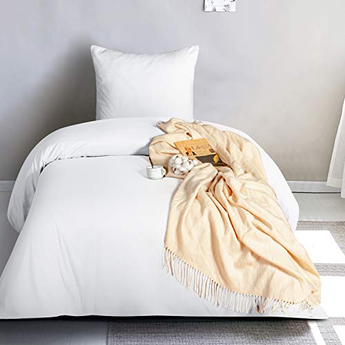 NTBAY Sets de Housse Couette en Microfibre Touché Ultra Doux, Parure de Lit 1 Personne avec Fermeture Éclair, Housse de Couette 140x200cm avec 1 Taie d'oreiller 65X65cm, Blanc Cover