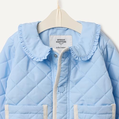 Image of Amazon Essentials x Sofia Grainge Toddler and Baby Girls' Midweight Quilted Field Jacket with Ruffle