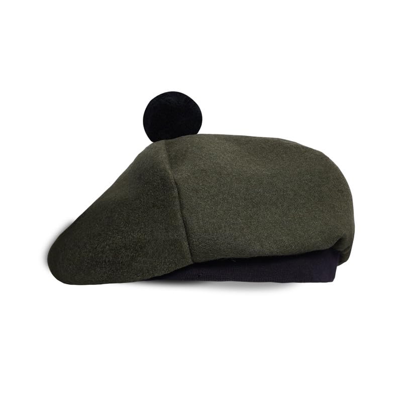 Image of Scottish Tam O' Shanter Hat Tartan Bonnet Pom Pom Wool Flat Cap One Size