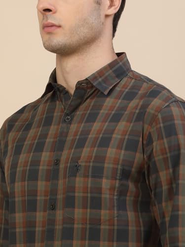 Image of Cantabil Casual Shirt for Men l Breathable & Soft with Color Fastness Regular Fit Spread Collar Neck Cotton Fabric Check Pattern
