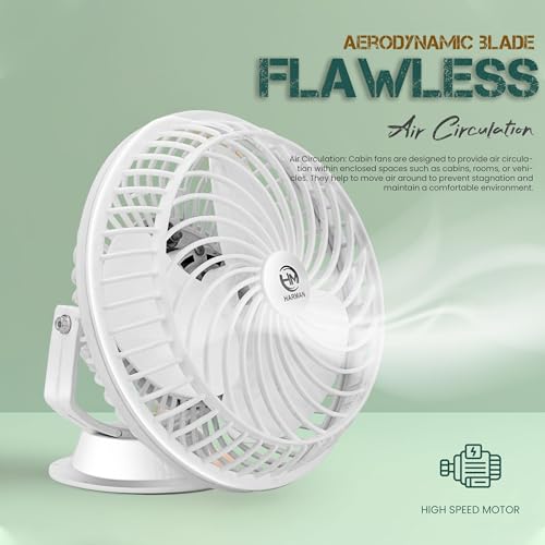 Image of HM 9 inch Cabin Fan 225 MM | 3 in 1 Multipurpose (Wall | Ceiling | Table) | Model - Cabin | 1 Year Warranty | (Pack of 1) (White)