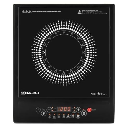 Bajaj 120TS 1200 Watts Tempered Glass Induction Cooktop With Tact Switch | Stove Comes With 7 Pre-Set Menus | Digital Led Display | 1 Year Warranty | Black & White