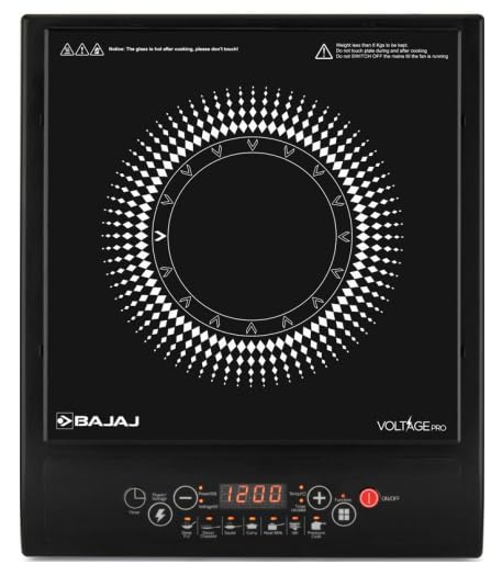 Bajaj 120TS Induction Cooktop 1200W | 7 Preset Indian Menus | Tact Switch Controls | Tempered Glass