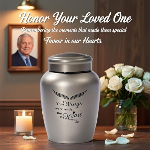 Image of Large Cremation Urns for Ashes Adult Male /Female | Unique Urns for Human Ashes Upto 180LBS With Angel Wings for Men Women,Decorative Funeral Urns - Memorial Urn