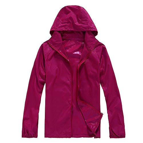 Chubasquero Mujer Impermeable Corto Viaje Talla Grande Chaqueta Cortavientos Running Ciclismo Moto Abrigo de Lluvia Ligero Transpirable Protección Solar Gabardina para Aire Libre Acampada Trekking