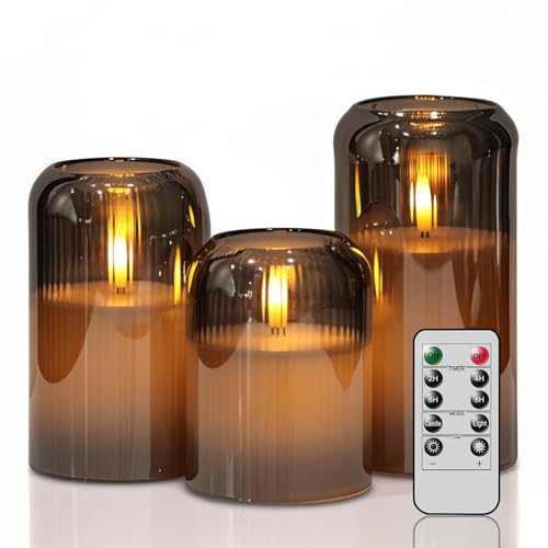 Bougies piliers à LED sans flamme fonctionnant à piles avec cire véritable