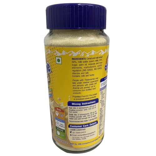 Image of OVALTINE Malted Health Drink Milk Powder, Health Choco Drink for Kids & Adults, Nutrition Vitamins & Minerals, Malted Milk 400g Jar + Malted Choco 450g BIB (Pack of 2)
