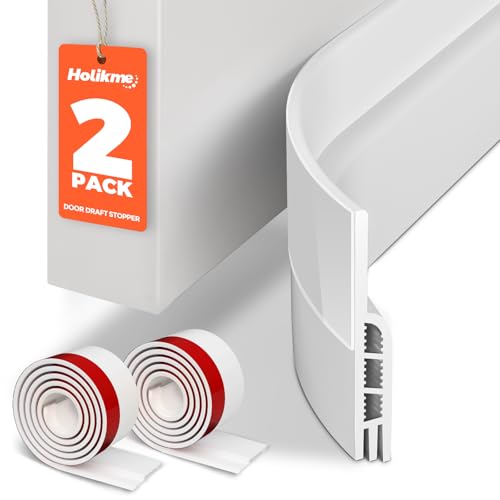 Holikme Door Draft Stopper 2-Pack, Under Door Seal for Bottom of Door, Strong Adhesive Weather...