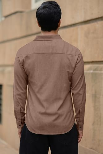 Image of Popcorn Textured Shirts for Men Coffee XL