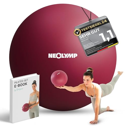 NEOLYMP Pilatesball 20 cm - Rutschfester Pilates Ball inkl. Pumpe - Mini Gymnastikball aus Silikon für Core-Training, Balance, Yoga, Pilates & Physiotherapie - kompakter Exercise Ball (Berry)