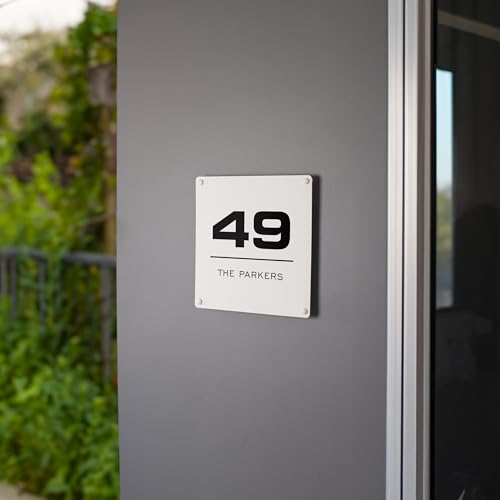 Custom Metal Address Plaque – Modern Personalized House Number Sign with Durable UV Printing for Outdoor Use – Weatherproof Wall Mount Decor in Classic White - Image 2