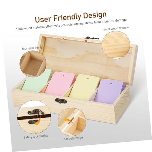 Boîte en bois massif de rangement petit modele pour tri de cartes - 4