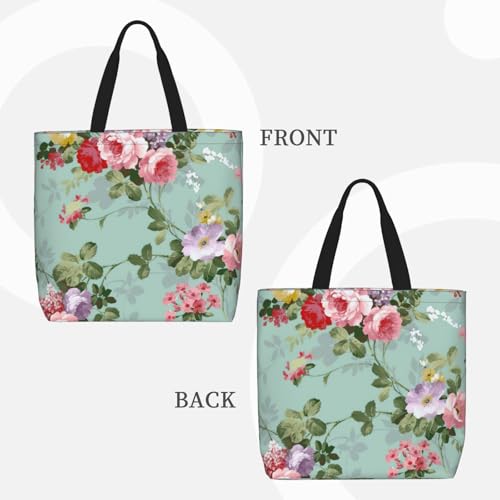 Peony Print Women's Portable Tote Bag - Large Shopper for Beach,Travel,Gym | Summer Handbag3