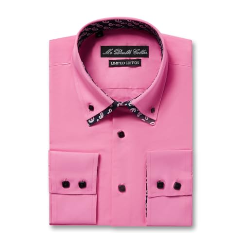 Chemise Oxford homme double col italien ajustée bleu et rose tendance