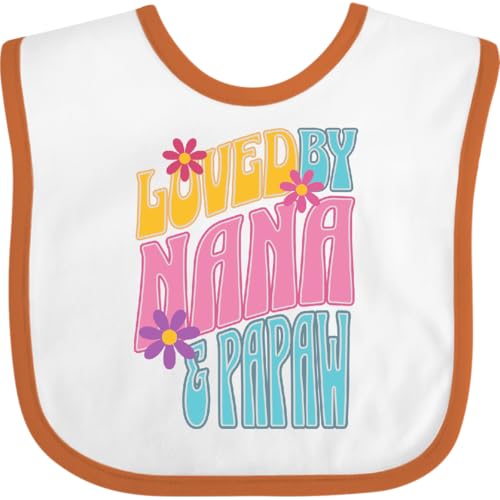 inktastic Nana and Papaw Love Me Retro Flowered Baby Bib