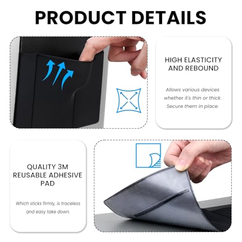 Image of ZORBES 3-Pocket Laptop Organizer Adhesive Storage Pouch, Mouse Holder for Laptop Stick on External Hard Drive Sleeve for MacBook, Laptop, PU Accessories for Phone, Mouse, Stylus Pen, 26.4x13cm