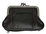 100% Leather Change Purse with Clasp Black #6221