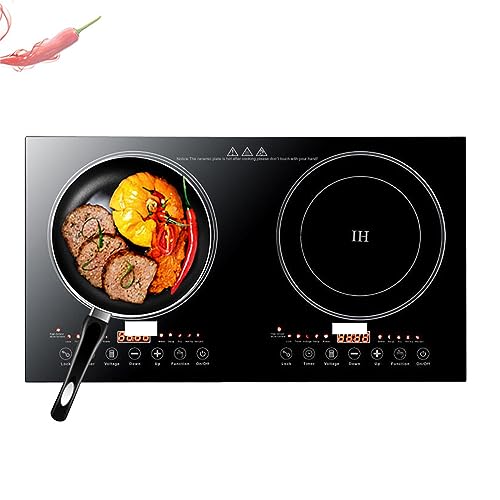 LIYUANJUN Portable Dual Induction Cooktop, 2400W 2 Cooker Burner Stove Hot Plate for 4.7-9.6Inch Iron Portable Induction Cooktop Pot LED Display Screen Touch Type