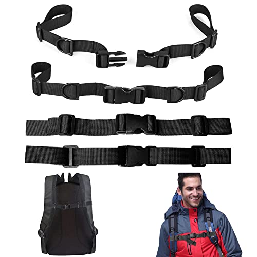 TCOLS Lot de 4 sangles de poitrine réglables et résistantes pour sac à dos d'école, jogging, randonnée, extérieur - Universel (noir) Cover