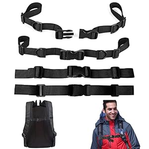 TCOLS Pack of 4 Adjustable Chest Straps, Durable Chest Strap for Backpack for School Bags, Jogging, Hiking, Outdoor Backpack, Universal (Black)