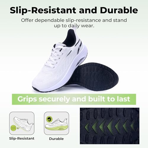 Image of AOV Wide Walking Shoes Women Arch Support Plantar Fasciitis Tennis Sneakers Orthotic Tennis Shoes for Workout Gym Black Size 8