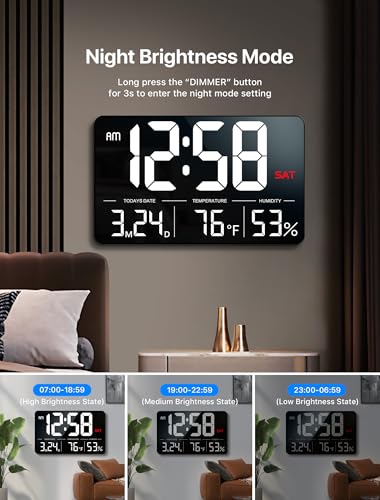 MASHI 13" Large Display Digital Clock, Alarm, Date, Temperature, DST - Image 4