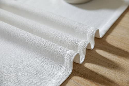 Image of ZeeMart Burlap Style Farmhouse Table Runners 90 Inches Long, White Rustic Woven Dining Table Runner for Everyday Use, 14x90 Inches, White
