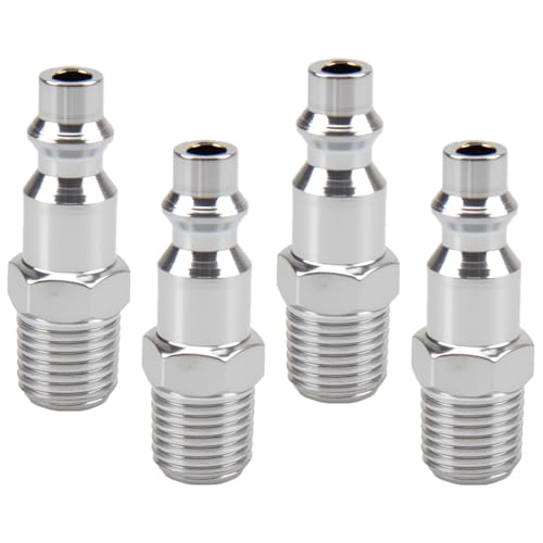 Raccord Rapide Air Comprimé, 4 Pièces Raccord Rapide 1/4 Mâle Américai, Américain Embout Compresseur Air pour Air Comprimé et Raccord de Tuyau...