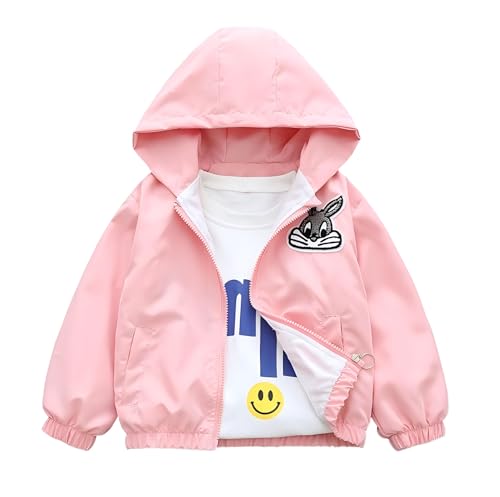 Vinmin Girls Hooded Jacket Rabbit Zip Coat Little Girls Boys Jacket Lightweight Adorable Outerwear For Spring & Autumn2