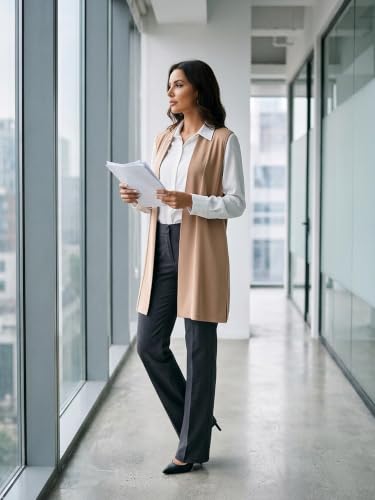 Image of Spicy Sandia Womens Sleeveless Long Knit Cardigan Vest | Open Front, Dressy Casual, for Office Work, Spring Fall 2026 Trendy